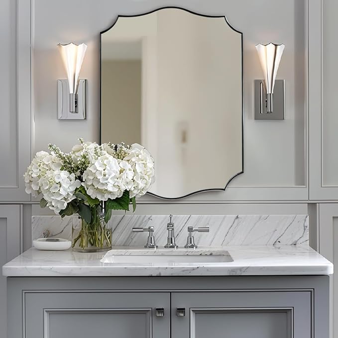 ANDY STAR Brushed Nickel Mirror, 22x30 Inch Silver Bathroom Vanity Mirror by ANDYSTAR
