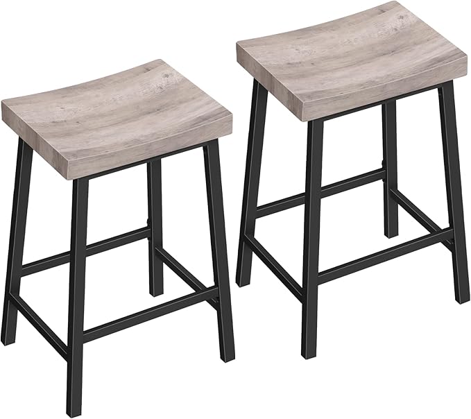 Bar Stools, Counter Height Bar Stools Set of 2, 23.7 Inch Saddle Stools by MAHANCRIS