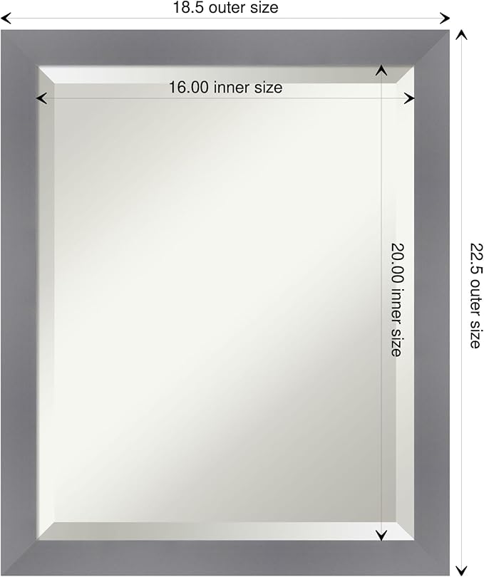 Amanti Art Grey Wall Mirror 23x19 Edwin Grey Rectangle Bathroom Mirror - Image 4