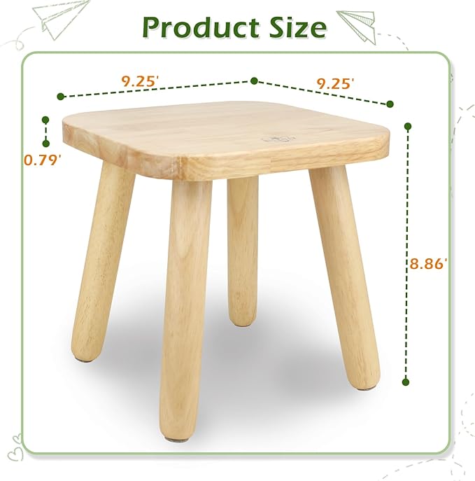 BEE&OAK Wooden Step Stools for Adults, Solid Rubber Wood Non-Slip Step Foot - Image 2