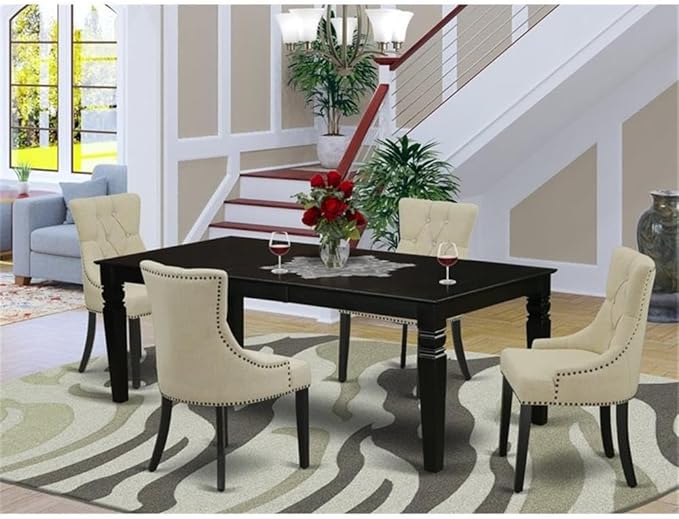 East West Furniture LGFR5-BLK-02 5 Piece Dining Room Set Includes a Rectangle - Image 2