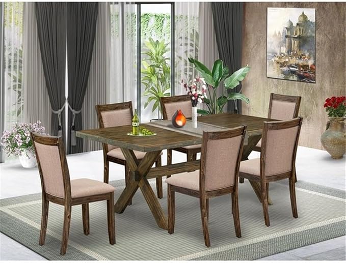 East West Furniture X777MZ716-7 7 Piece Dining Set Consist of a Rectangle - Image 2