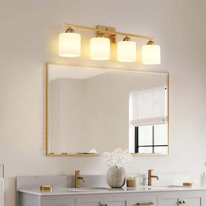 Stainless Steel Milk Glass Vanity Lights - Image 2