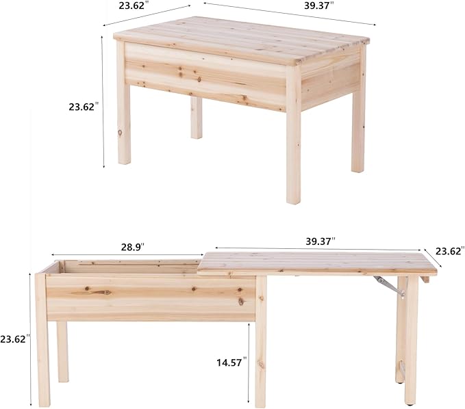 BIRASIL Wooden Kids Table with Storage, Sensory Tables with Folding Lid - Image 3