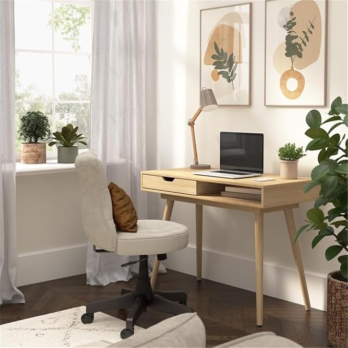 Bush Furniture Nora 40W Writing Desk in Natural Oak | Computer Table - Image 2