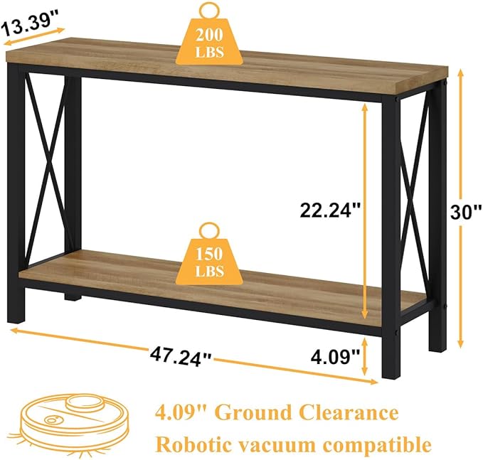 BON AUGURE Farmhouse Entryway Table, Sofa Console Table Behind Couch - Image 2