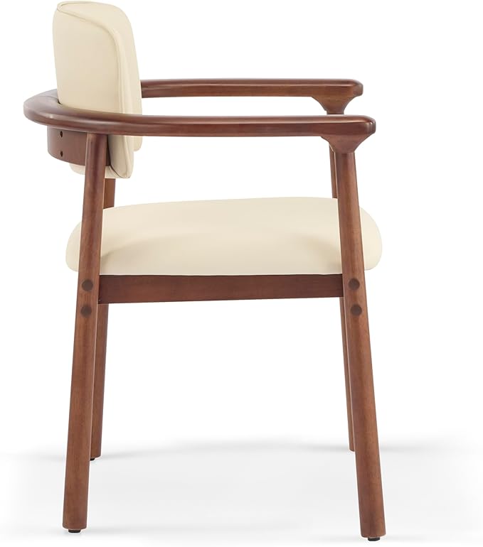 Merax Rubber Wood Dining Chairs Set of 2, Comfortable PU Foam Seat Armchairs - Image 4