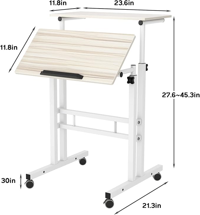 soges 23.6inches Height Adjustable Desk Laptop Desk on The Wheels, Rolling - Image 3