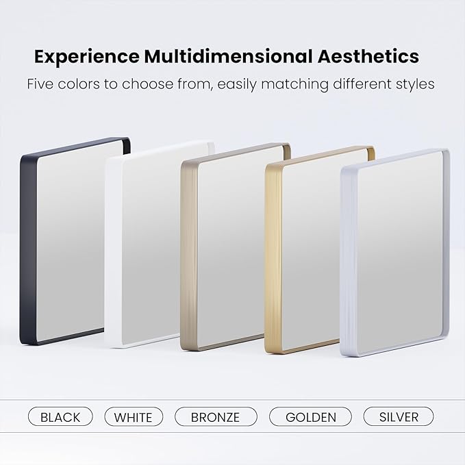White Bathroom Mirror 50x30 Inch, Rounded Rectangle Matte Bathroom Vanity Mirror - Image 7