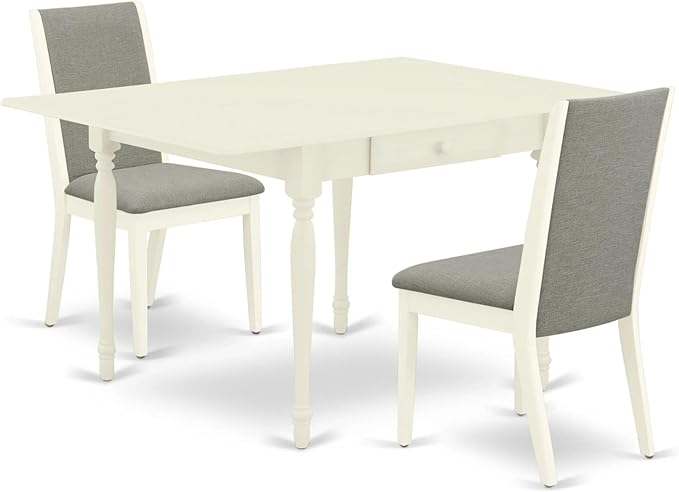 East West Furniture MZLA3-LWH-06 3 Piece Kitchen Table & Chairs Set Contains a by EastWestFurniture