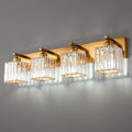 Modern Vanity Light 4-Lights Modern Gold Brushed Brass Finish Crystal Wall by FDPBY