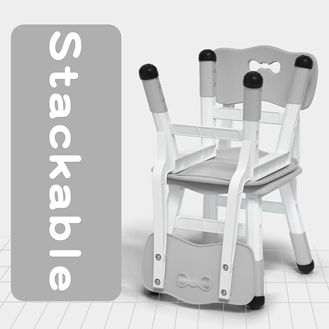 4 Piece Kids Chair Set 3 Levels Adjustable Stackable Kids Chairs Ideal - Image 6
