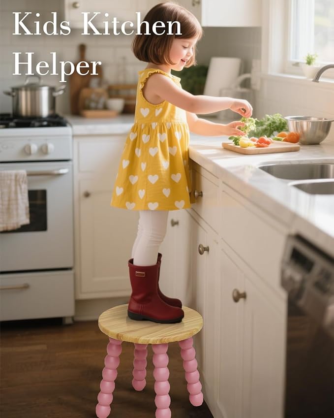 Masupu Solid Wooden Step Stool for Adults Kids, 11 inch Small Foot Stool - Image 3