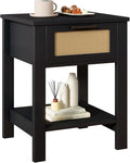 IBUYKE Rattan Nightstand, Boho Night Stand by IBUYKE