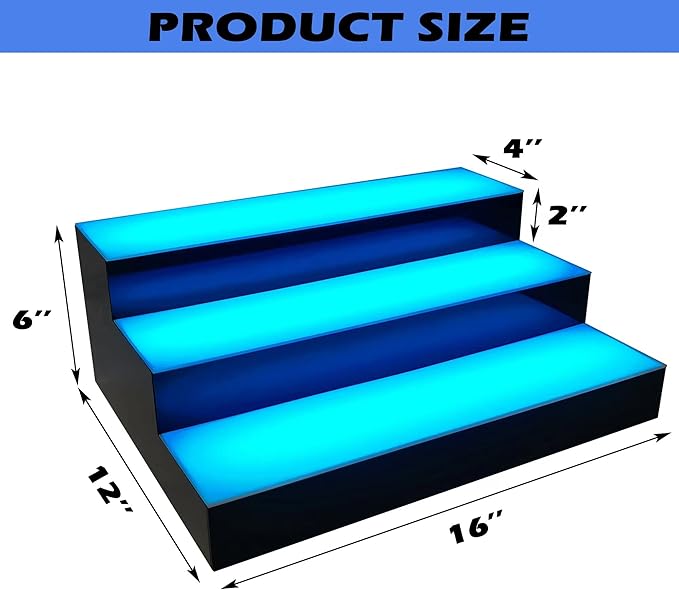 Royxen LED Lighted Liquor Bottle Shelf 3 Tier, 16 Inch Bar Shelf - Image 3