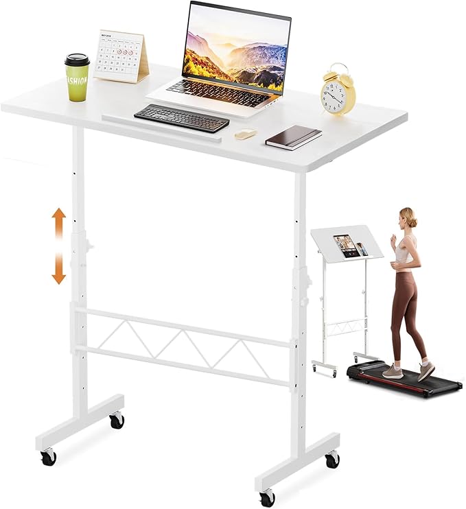 COMHOMA Small Standing Desk Adjustable Height & Tiltable Tabletop, Mobile Stand by ComHoma