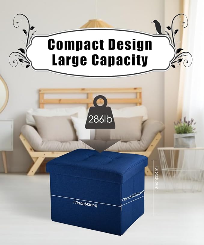 Ottoman Storage Ottoman Foot Rest Stool Foldable Bench - Image 3