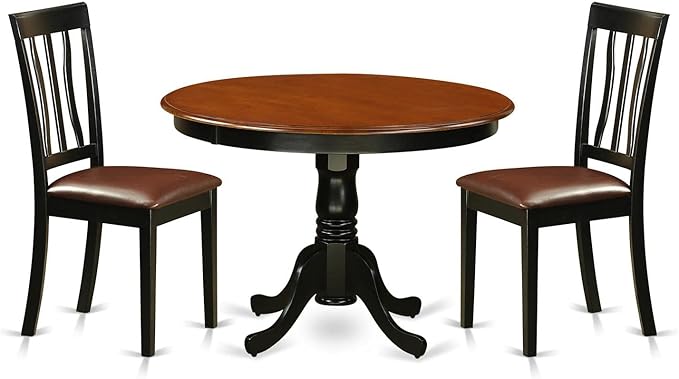 East West Furniture HLAN3-BCH-LC 3 Piece Dining Room Table Set Contains a Round by EastWestFurniture