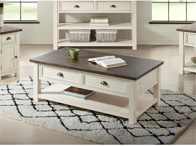 Martin Svensson Home Solid Wood Coffee Table, Cream White - Image 4