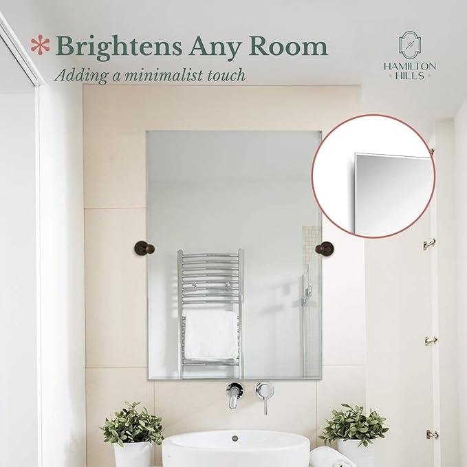 Hamilton Hills 24x36 inch Frameless Pivot Mirrors - Image 6