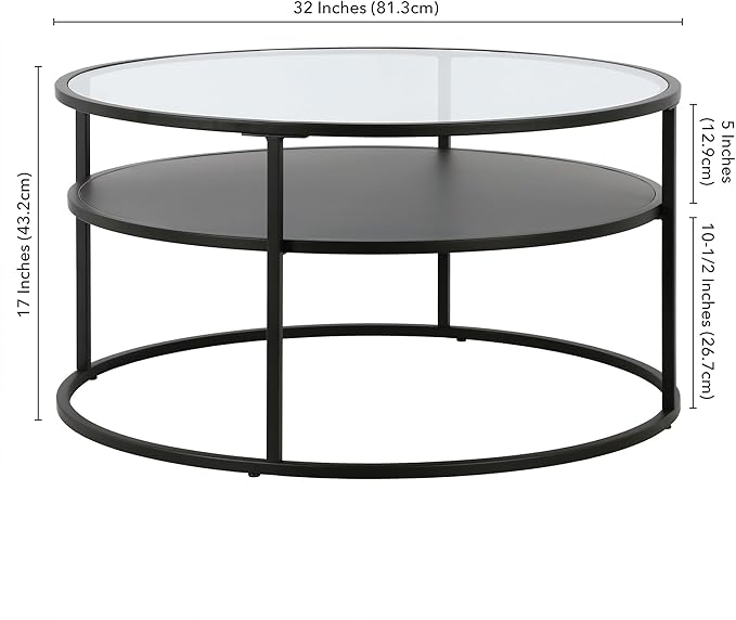 Ada 32" Wide Round Coffee Table in Blackened Bronze - Image 10