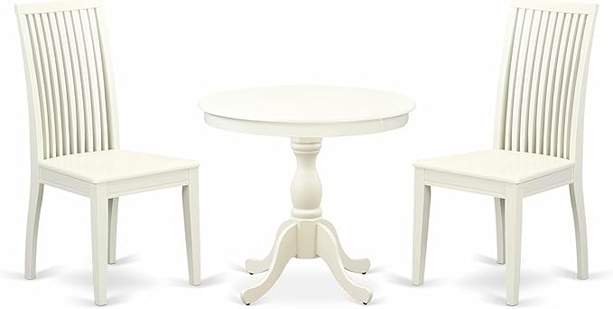 East West Furniture AMIP3-LWH-W 3 Piece Dining Room Table Set Contains a Round by EastWestFurniture