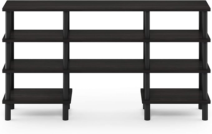 Furinno Turn-N-Tube 4-Tier Multipurpose Wide Shelf TV Stand, Espresso/Black - Image 6