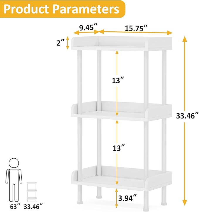 Hosfais 3 Tier Wood Bookcase Industrial Bookshelf - Image 3