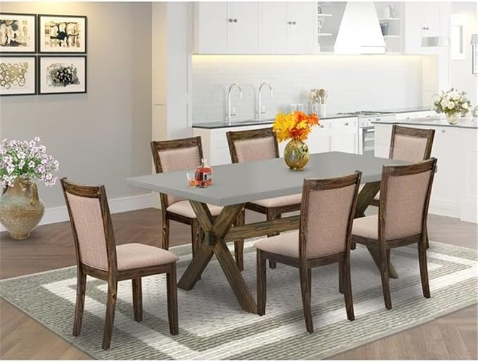 East West Furniture X797MZ716-7 7 Piece Modern Dining Table Set Consist of a - Image 2