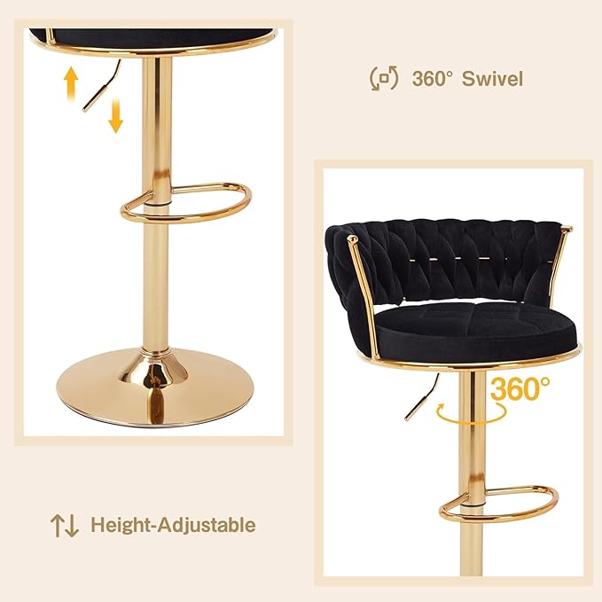 VECELO Bar Stools Set of 4, Modern-Contemporary Velvet Woven Counter Height - Image 5
