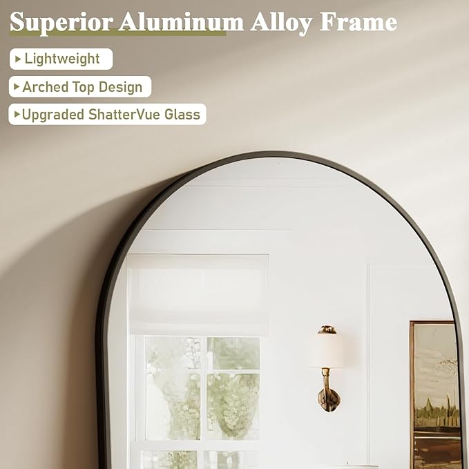 HARRITPURE 32"x48" Arched Bathroom Mirror - Image 4