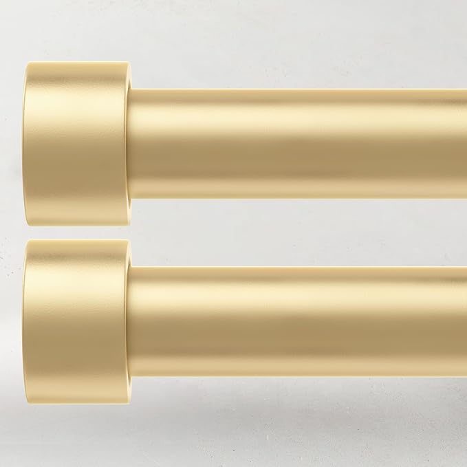 2 Pack Curtain Rods for Windows 28 to 48 Inch, 1 Inch Gold Curtain Rods Set by TimeForest