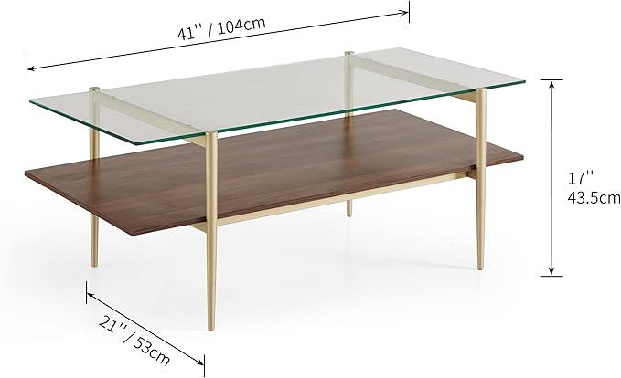 AGV LIGHTING Tadio Glass Coffee Table, Mid-Century Modern Coffee Table - Image 2