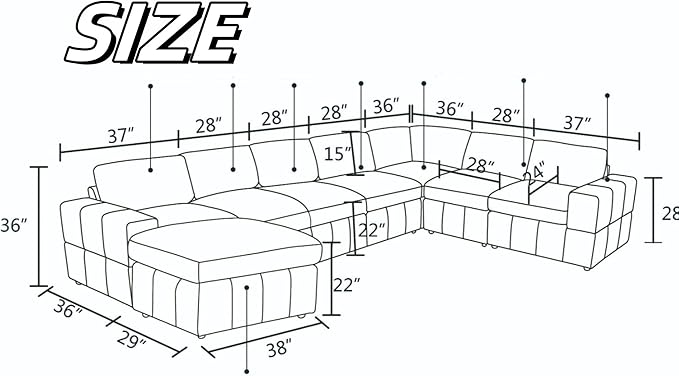 Sectional Couches for Living Room, L Shaped Modular Sectional Sofa - Image 2