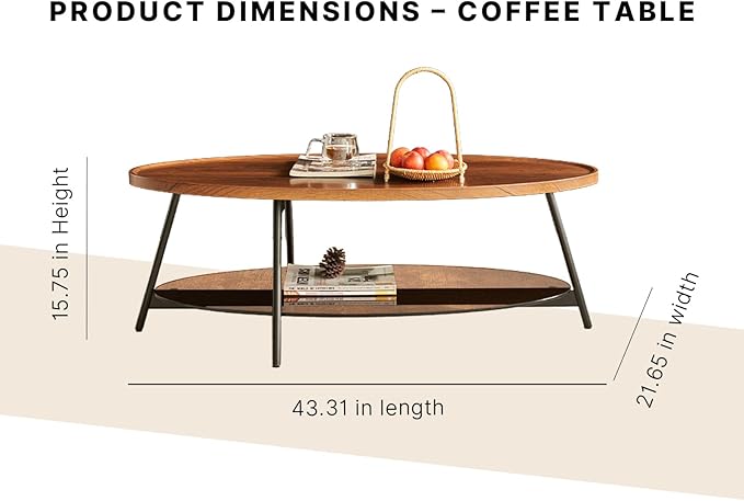 Shrine Glass Coffee Table, Glass and Wood Table, 43.3" D x 21.6" W x 15.7" H - Image 2
