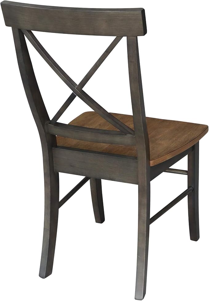 Set of Two X-Back Dining Chairs, Hickory/Washed Coal - Image 5