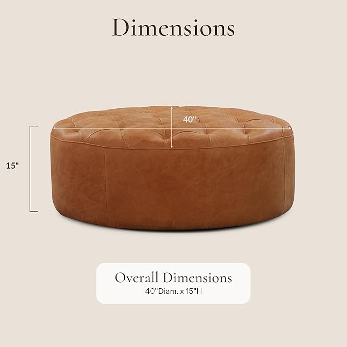 Poly & Bark Ascot Ottoman – 40" Round Pouf - Image 3