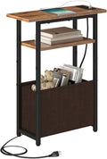Narrow Side Table with Charging Station, Small End Table by Unknown