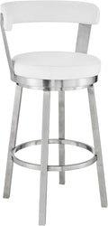 Armen Living Bryant Modern 30" Seat Height White Faux Leather and Brushed by ArmenLiving