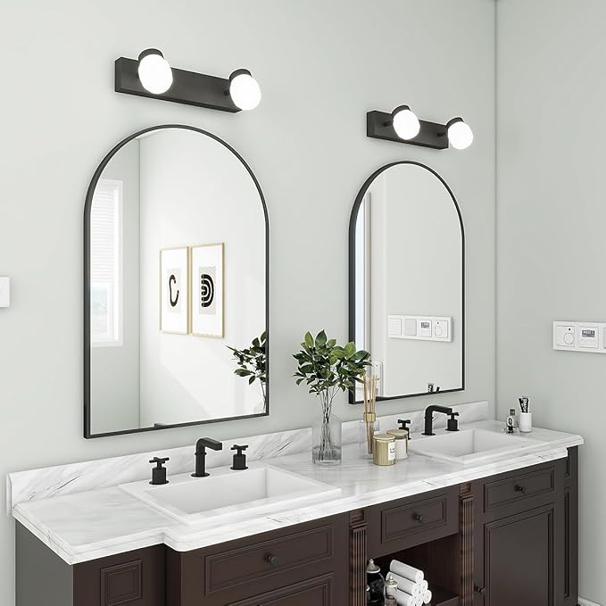 BEAUTYPEAK 26"x38" Arch Bathroom Mirror, Wall Mounted Vanity Metal Frame Mirror - Image 3