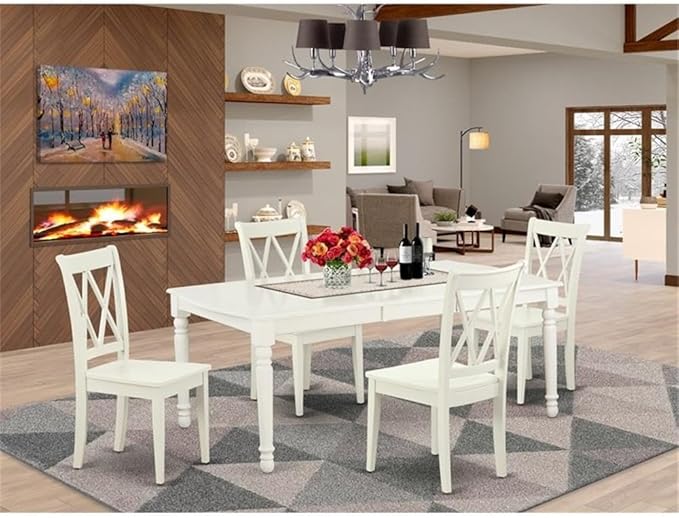 East West Furniture DOCL5-LWH-W 5 Piece Dining Table Set - Image 2