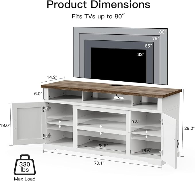 Marsail Modern Farmhouse TV Stand, Entertainment Center - Image 3