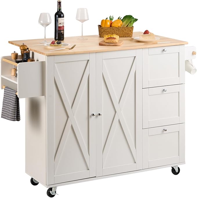 VEVOR Kitchen Island Cart, 45.3x39 inch Rolling Kitchen Table, Mobile Carts by VEVOR