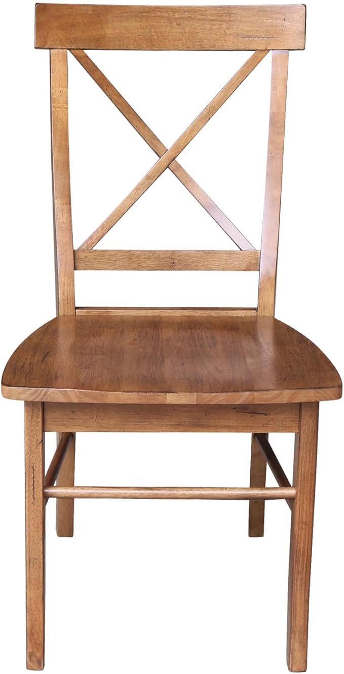 IC International Concepts Set of Two X-Back Dining Chairs, Distressed Oak - Image 4