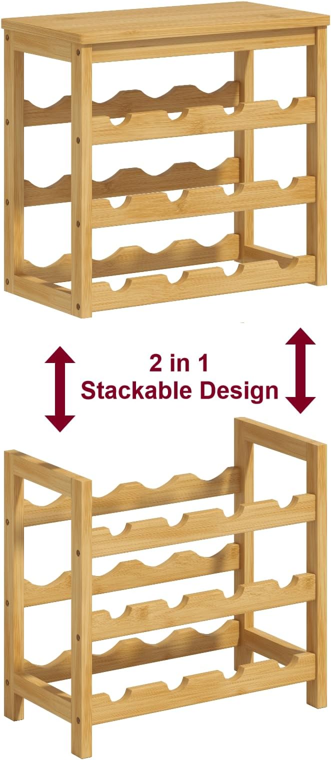 6 Tier Wine Rack Freestanding Floor, 24 Bottles Wine Storage Shelves - Image 3