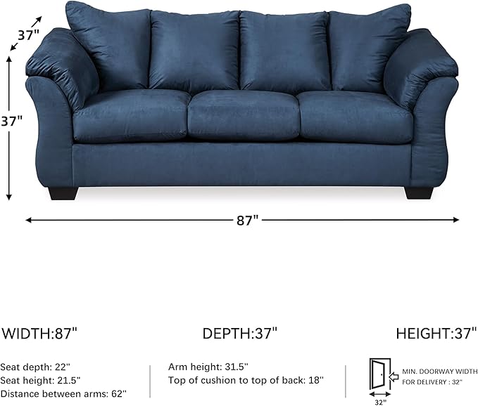 Signature Design by Ashley Darcy Casual Plush Sofa, Dark Blue - Image 3