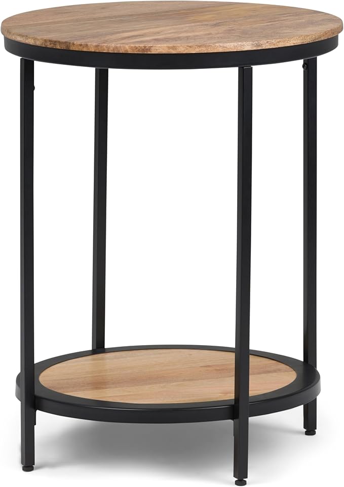SIMPLIHOME Jenna Industrial 18 inch Wide Metal Round Accent Side Table in by SimpliHome