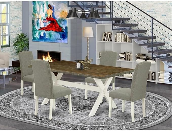 East West Furniture X077EN206-5 5 Piece Modern Dining Table Set Includes a - Image 2