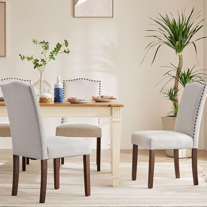 Kitchen Chairs Set of 2 Modern Upholstered Fabric Seat - Image 2