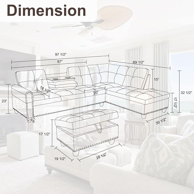 L Shaped Sectional Couches, Modular Sectional Sofa - Image 2